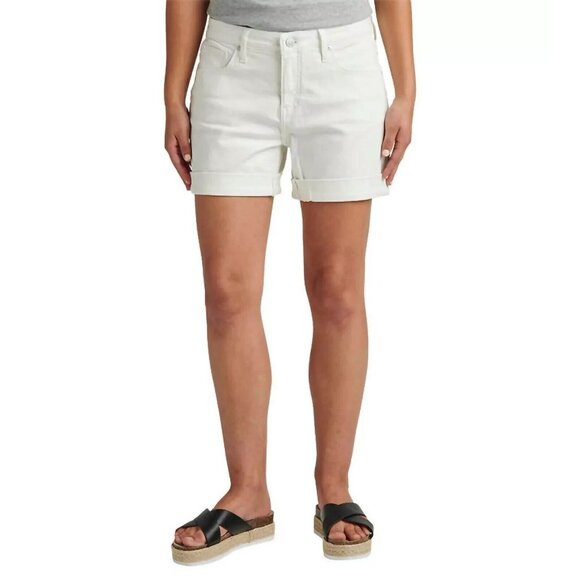 JAG Women's Alex Mid Rise Boyfriend Shorts White Denim Size 16 Inseam 5 - Picture 3 of 9